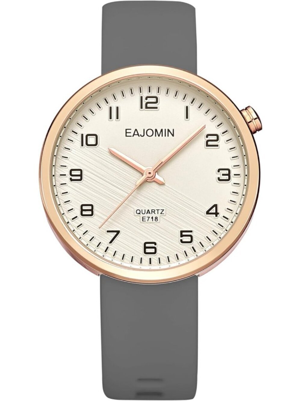 Women's Grey Analog Quartz Soft Silicone Band Easy Read Dial Waterproof Watch